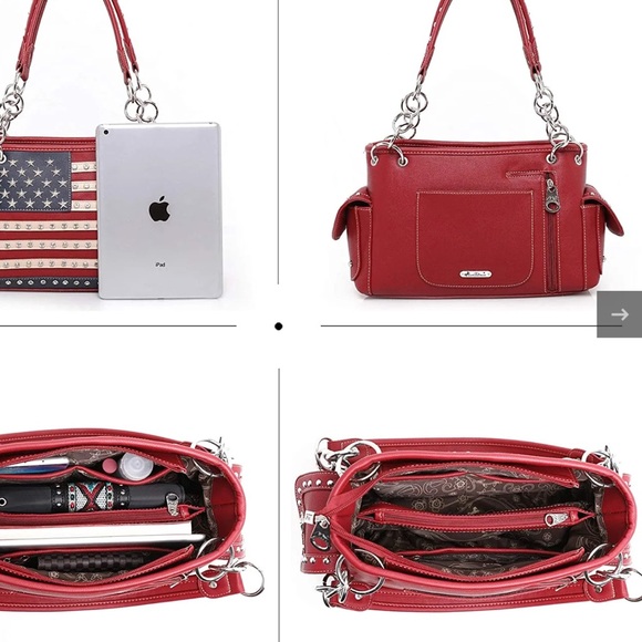 Black and White Studded Flag Design Women's Bag HAND BAG ONLY - Picture 4 of 8